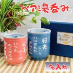 画像1: 【ペア 湯呑み】彫刻無料 有田焼 湯呑 (ピンク＆ブルー) 文字数制限なし！名入れ湯のみで感謝の気持ちを伝えましょう♪指定日配送可 お誕生日 お祝い 記念日 母の日 父の日 敬老の日 クリスマス 結婚祝い 結婚式 引き出物 古希 還暦 喜寿 傘寿 退職 昇進 引っ越し 送別会 (1)