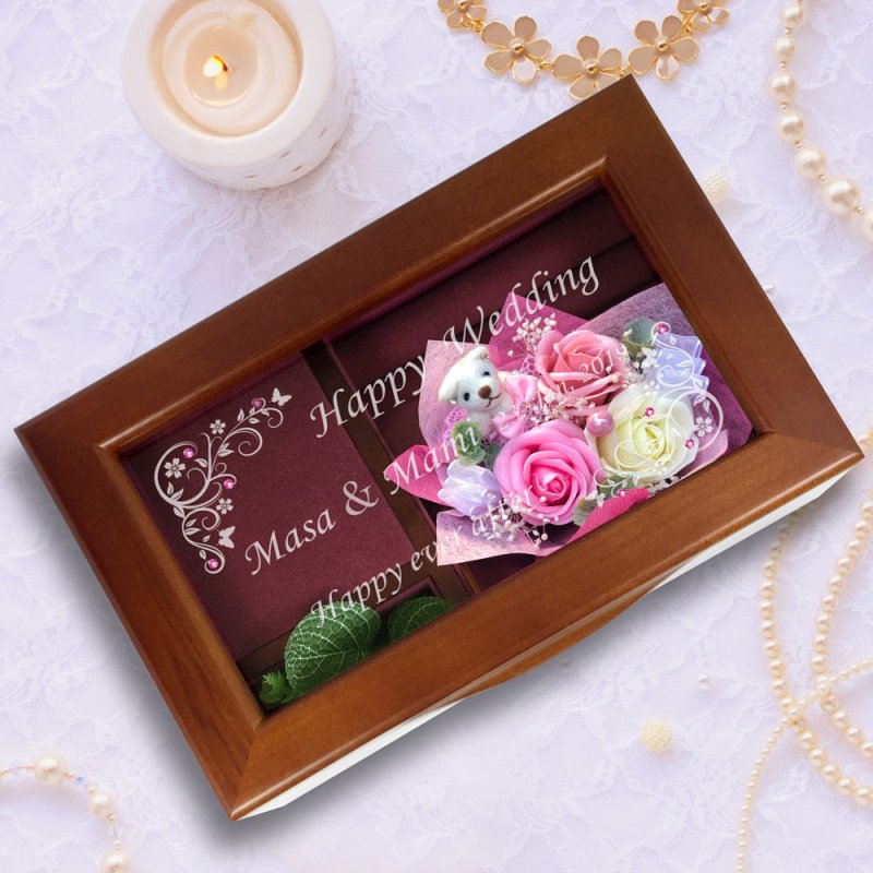 画像16: 【名入れ オルゴール】日本製（星に願いを） ソープフラワー入り ガラスにお名前・記念日・メッセージを彫刻 記念日月のラインストーン付 プレゼント ギフト 記念日 お誕生日 結婚祝い 母の日 敬老の日 クリスマス ホワイトデー お祝い 退職 記念品 贈り物 (16)